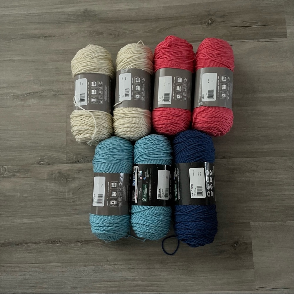 NWT Set of 7 Skeins Red Heart With Love Yarn (Aran/Papaya/Iced Aqua/True Blue) - Picture 2 of 12